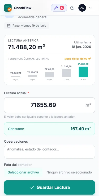 Captura del técnico en el móvil